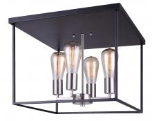 Canarm IFM701A16BKN - ROY, MBK + BN Color, 4 Lt Flush Mount, 60W Type A, 15 3/4" W x 11 3/4" H x 15 3/4" D