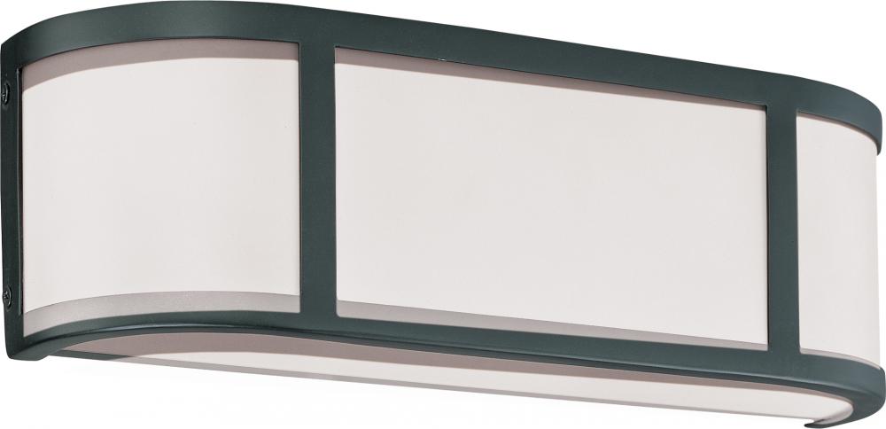 Odeon - 2 Light Vanity with Satin White Glass - Aged Bronze Finish