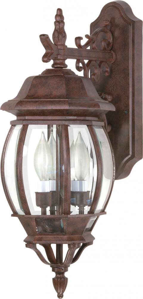 Central Park - 3 Light 22" Wall Lantern with Clear Beveled Glass - Old Bronze Finish