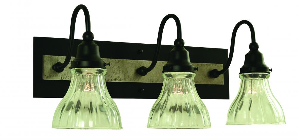 3-Light Matte Black/Antique Brass Accent Sconce