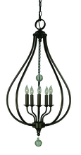 Framburg 4445 AB - 5-Light Antique Brass Dewdrop Pendant