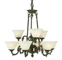 Framburg 7889 MB/WH - 9-Light Mahogany Bronze Napoleonic Dining Chandelier