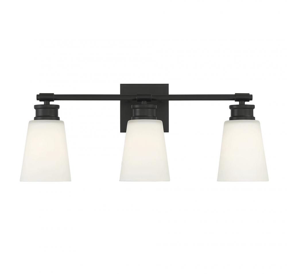 3-Light Bathroom Vanity Light in Matte Black