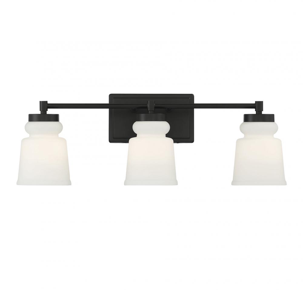 3-Light Bathroom Vanity Light in Matte Black