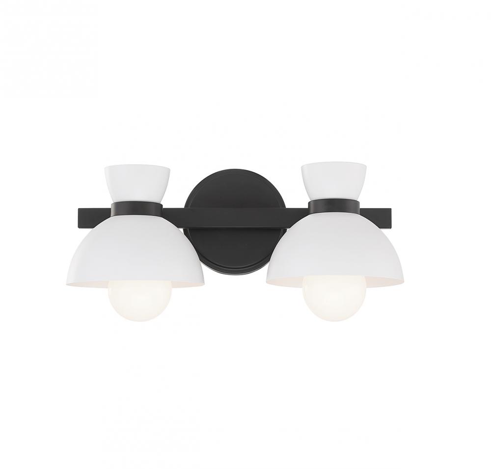 2-Light Bathroom Vanity Light in Matte Black