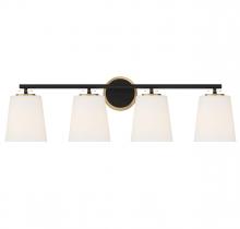 Savoy House Meridian M80079MBKNB - 4-Light Bathroom Vanity Light in Matte Black and Natural Brass