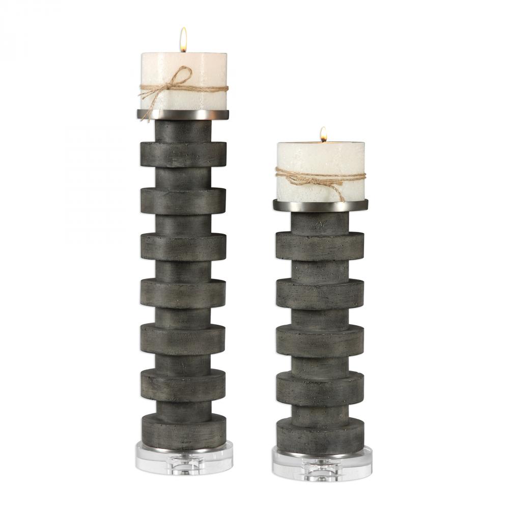 Karun Concrete Candleholders S/2