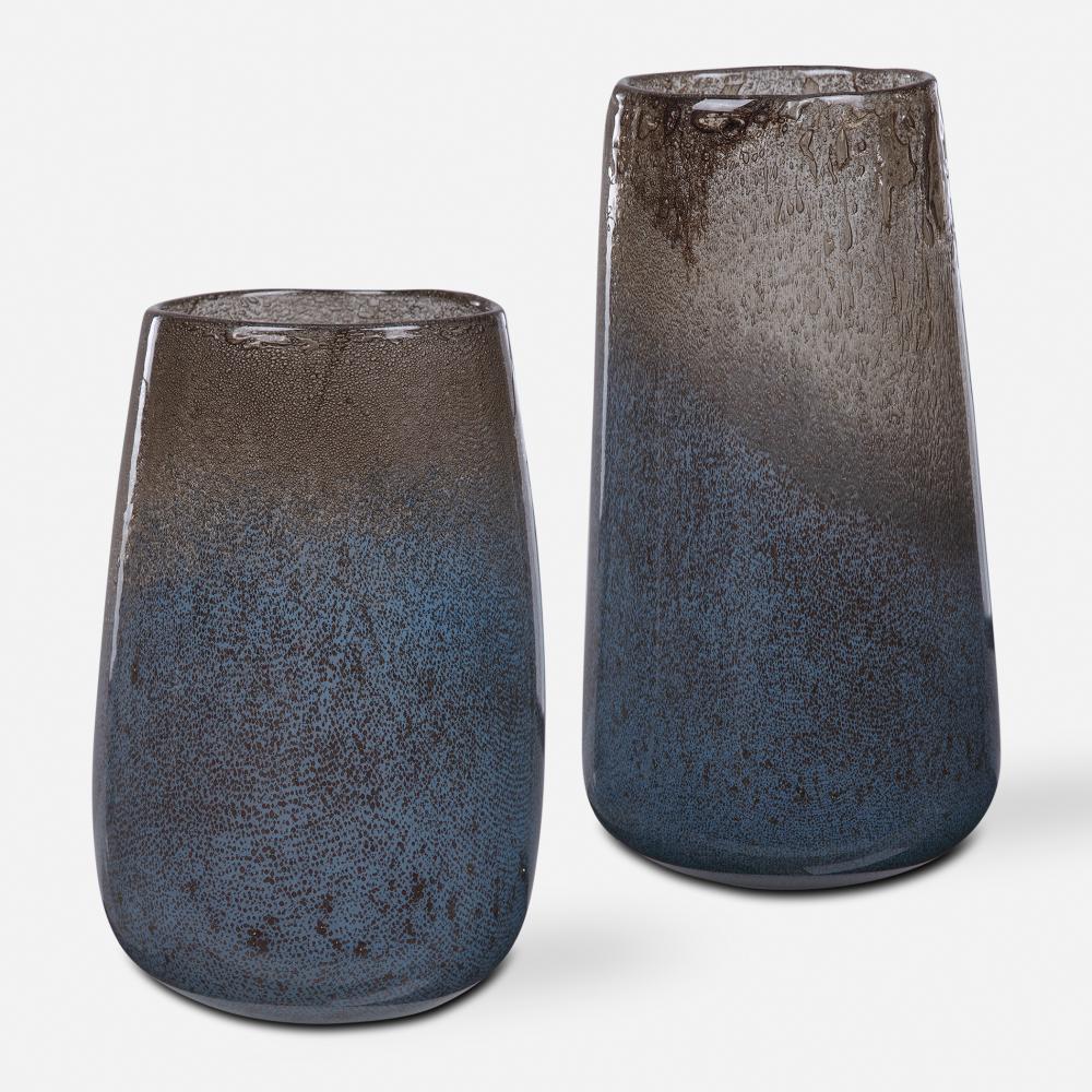 Ione Seeded Glass Vases, S/2