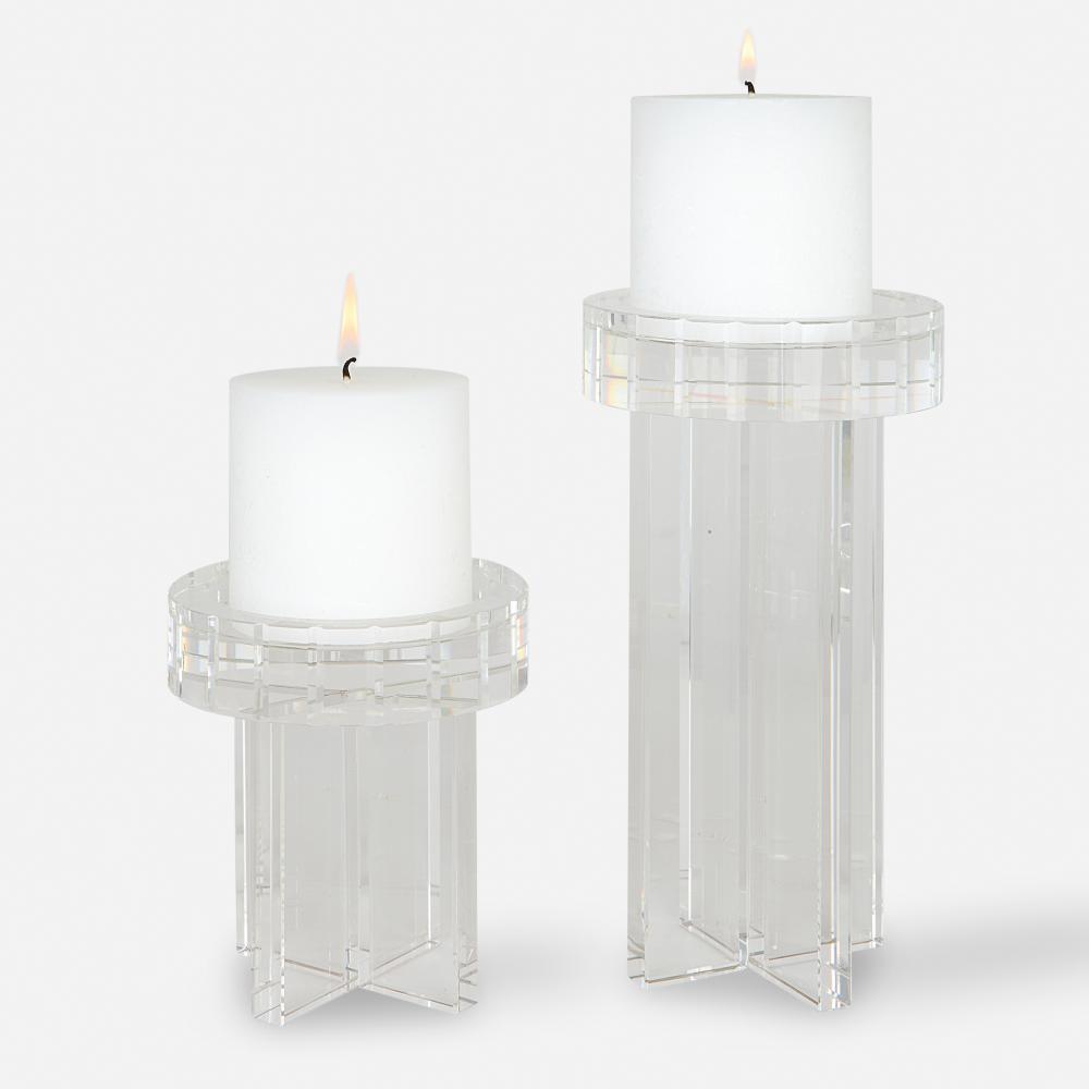 Crystal Pillar Candleholders, Set/2