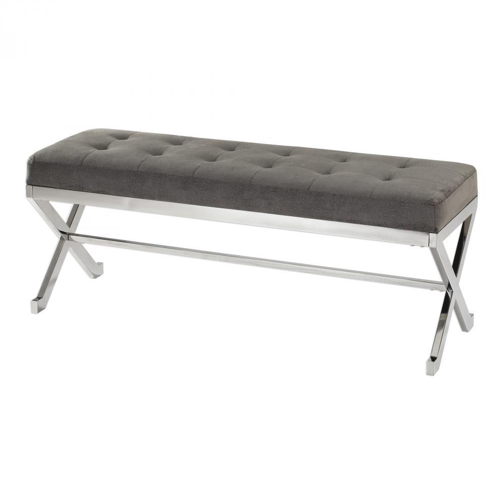 Bijou Gray Fabric Bench