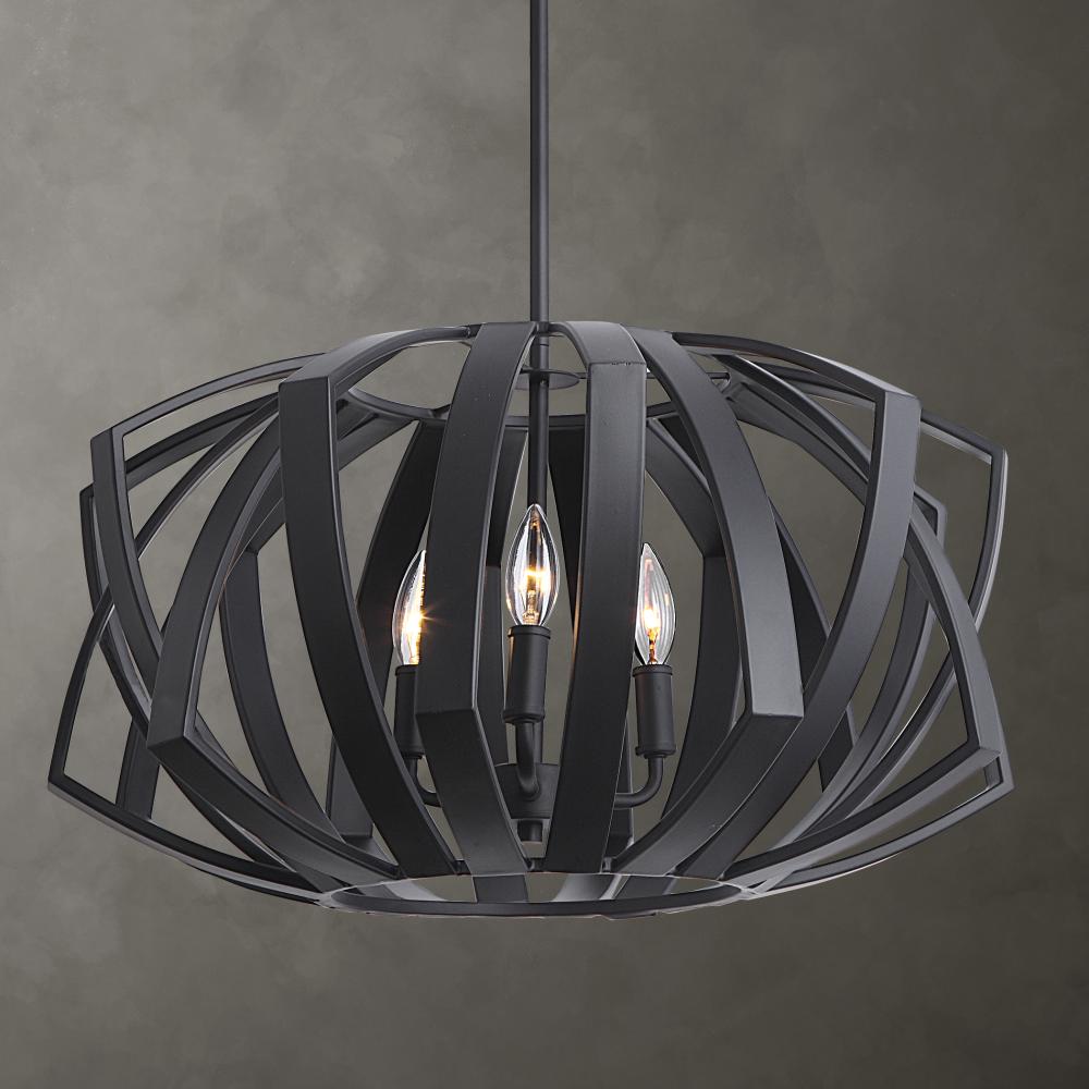 Thales Black Geometric 3 Light Pendant