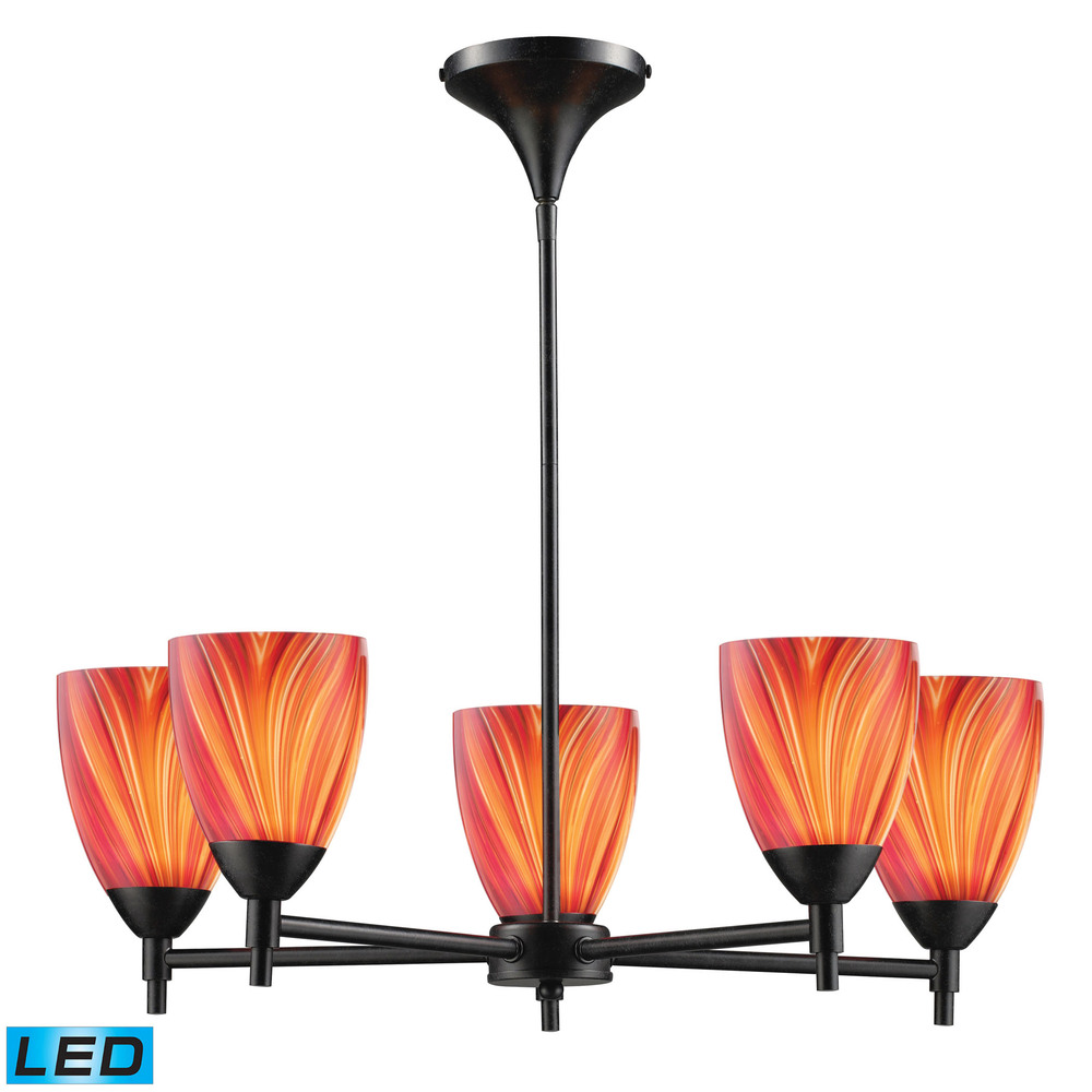 Celina 5 Light LED Chandelier In Dark Rust And M