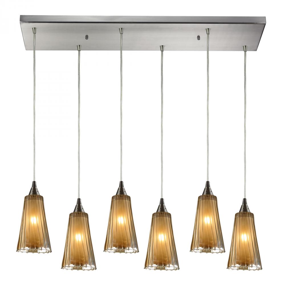 Encapsulate 6 Light Pendant In Satin Nickel