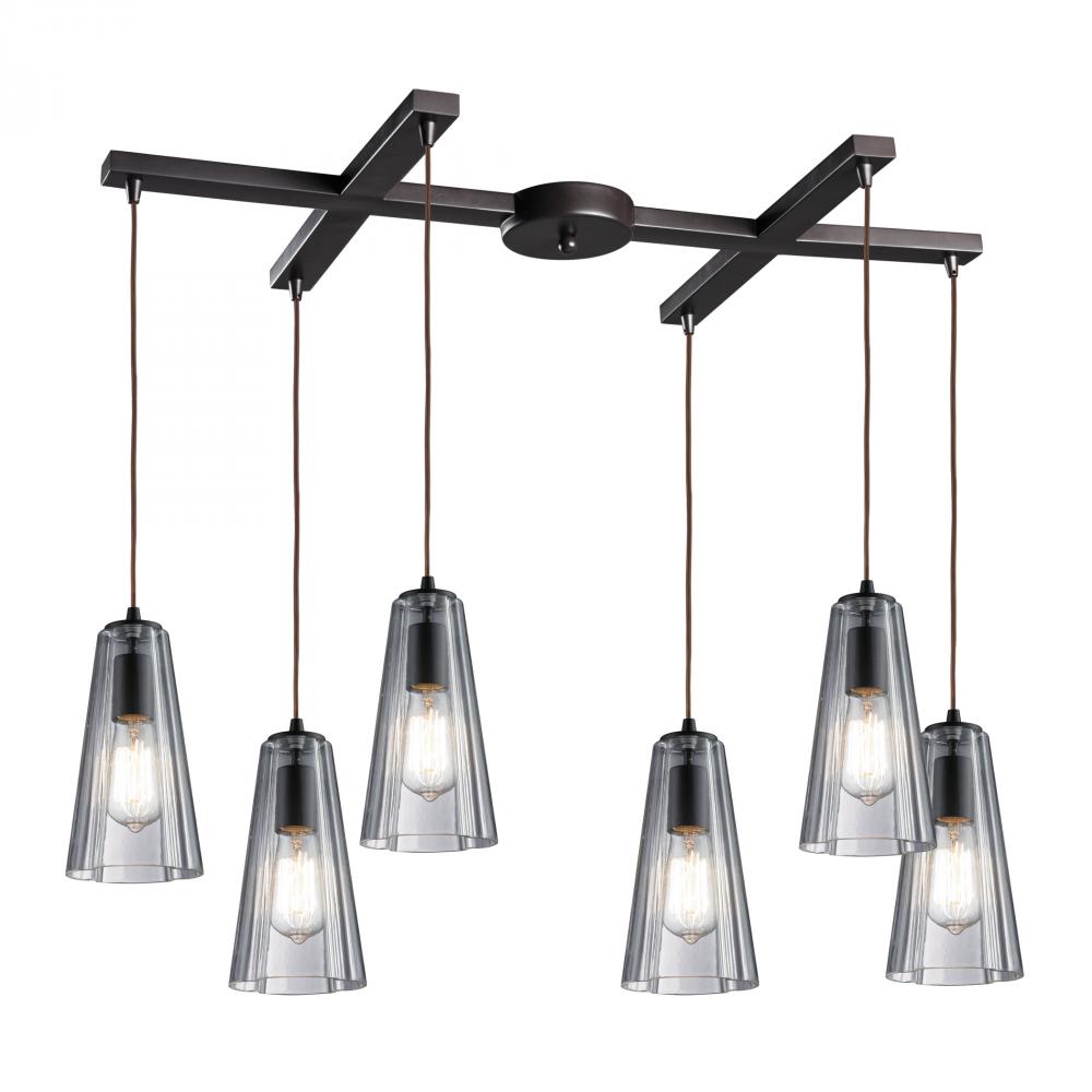 Menlow park 6- Light Pendant in Oiled Bronze