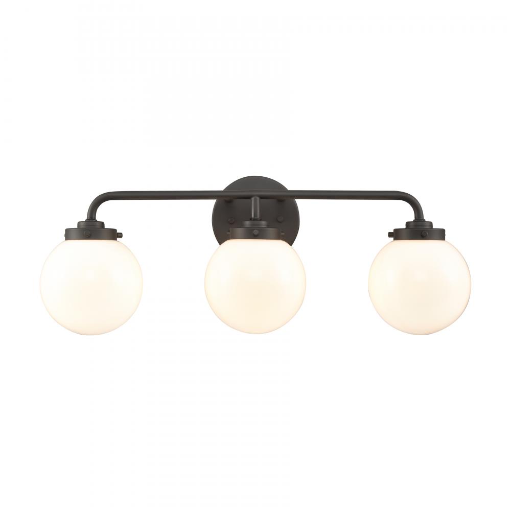 Fairbanks 22.75'' Wide 3-Light Vanity Light - Matte Black and Opal