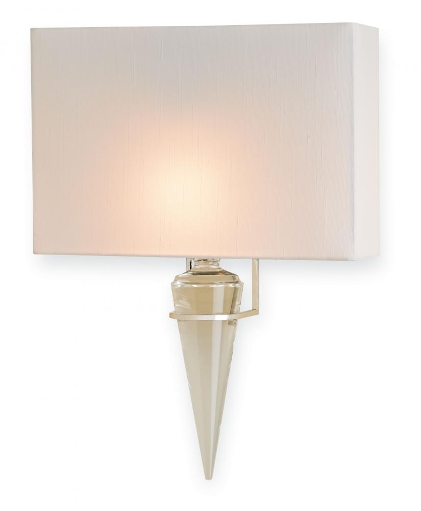 Larsen Nickel Wall Sconce, White Shade