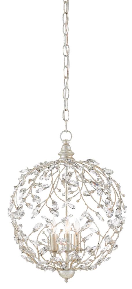 Crystal Bud Silver Orb Chandelier