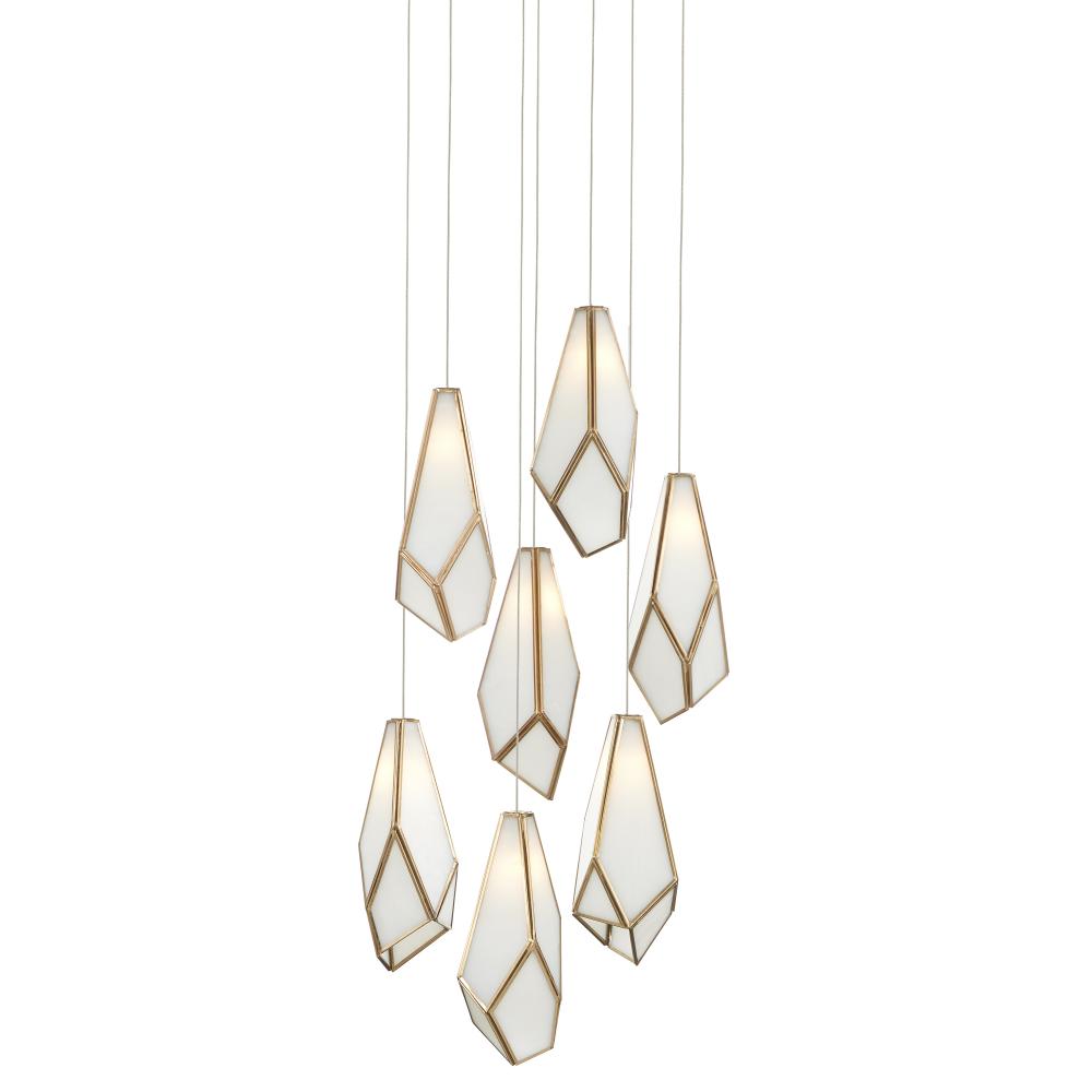 Glace White 7-Light Round Multi-Drop Pendant